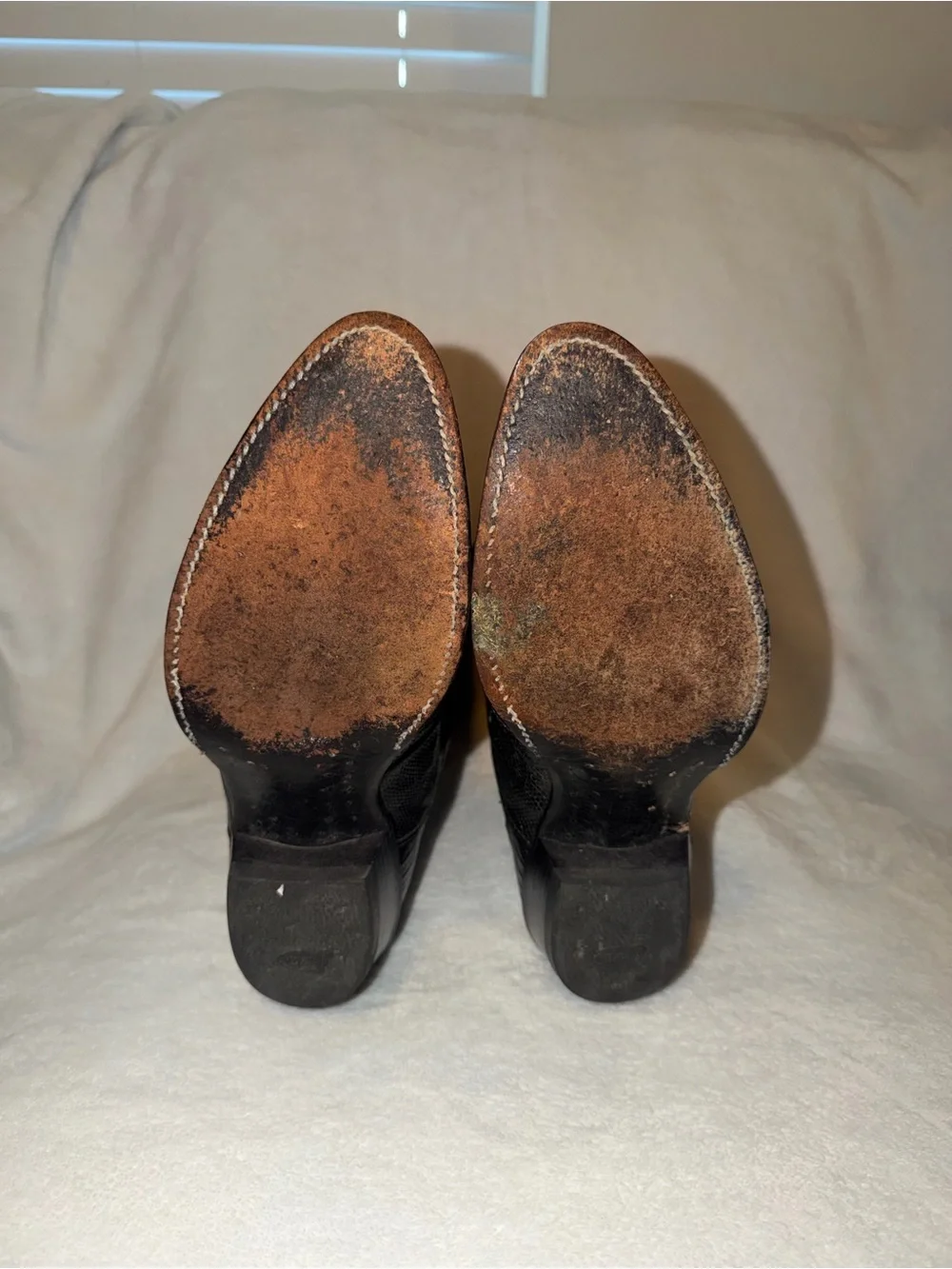Vintage Justin Black Lizard Print Leather Western 10EE Cowboy Boots